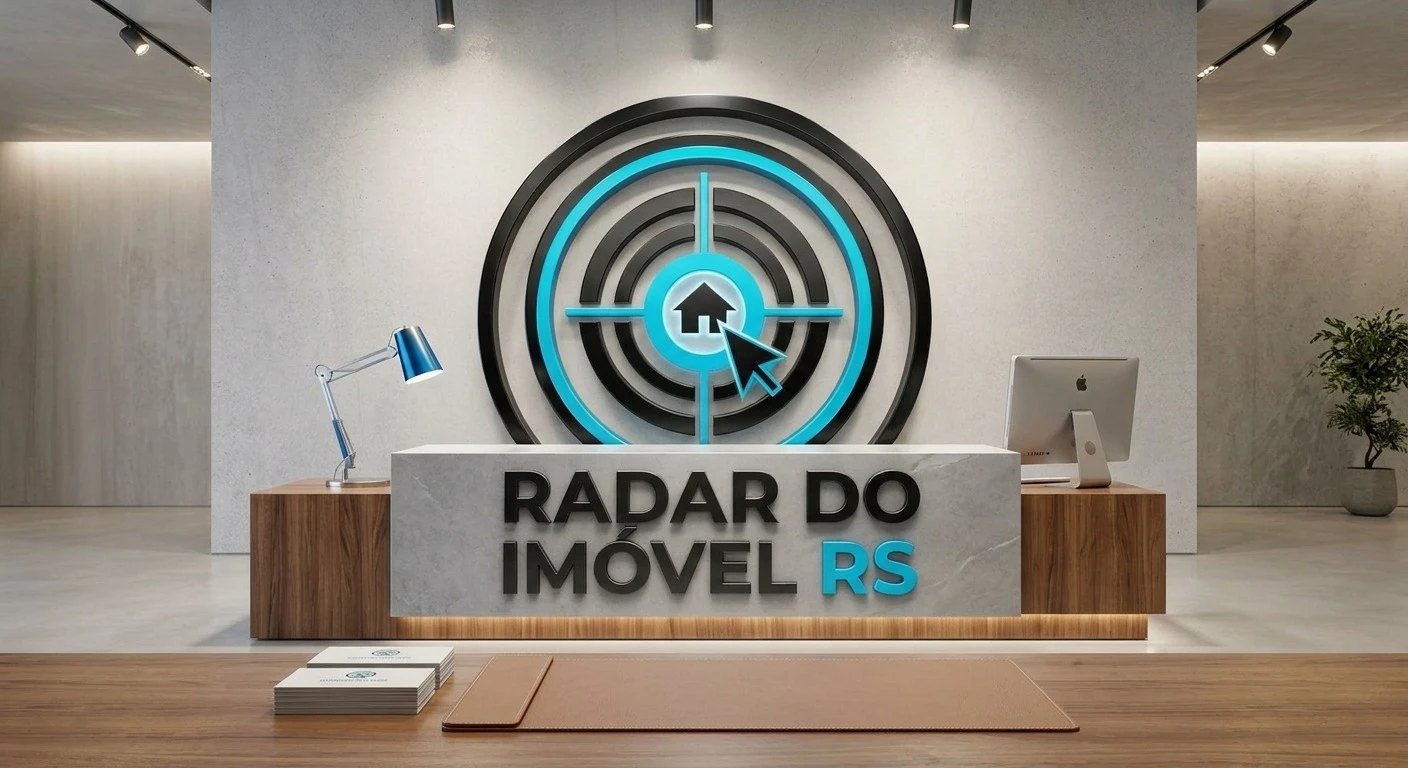 Recepção com a marca Radar do Imóvel RS na parede